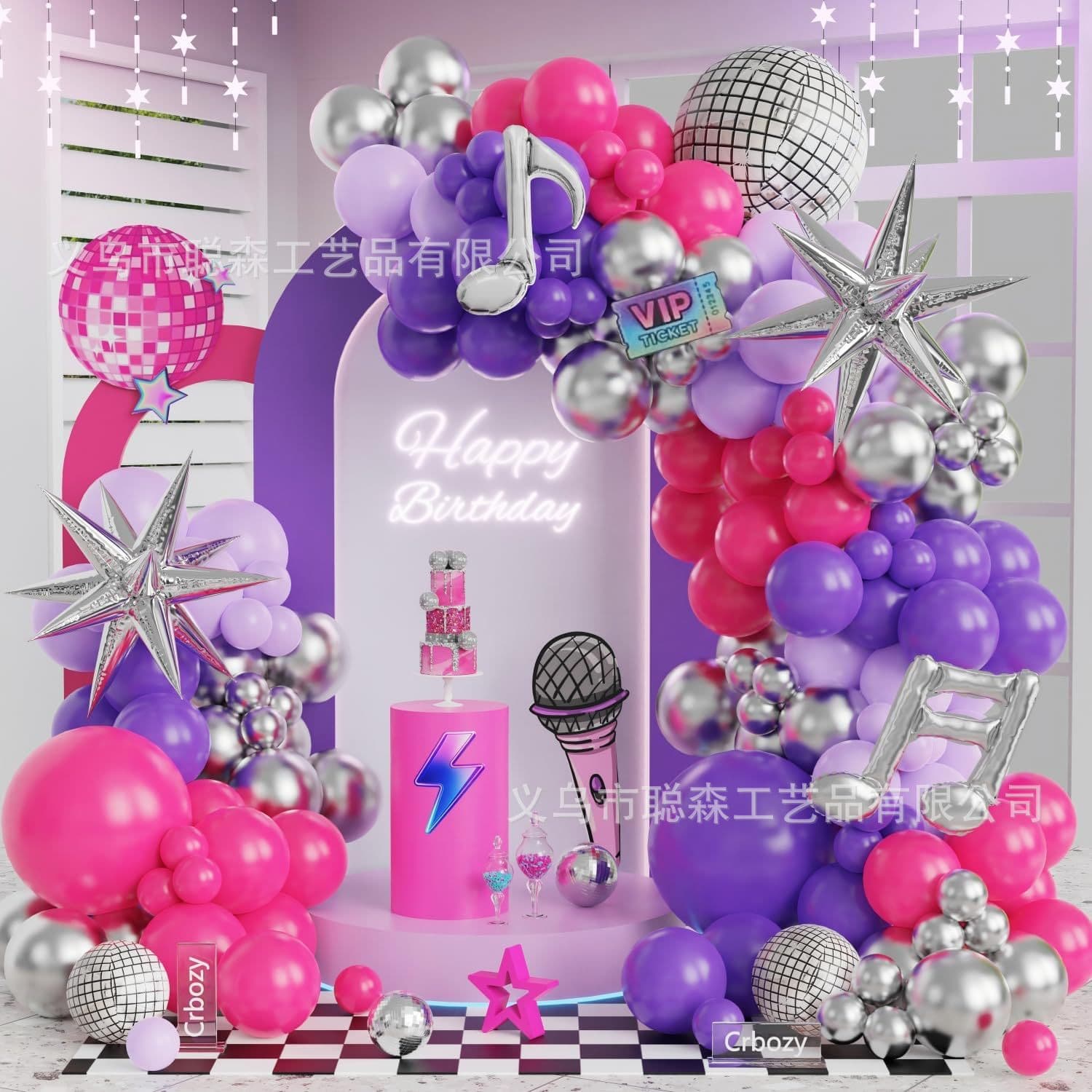 Music Theme Party Balloons Cross-border Decoration Scene Setup Atmosphere Festival Round Latex Balloons
