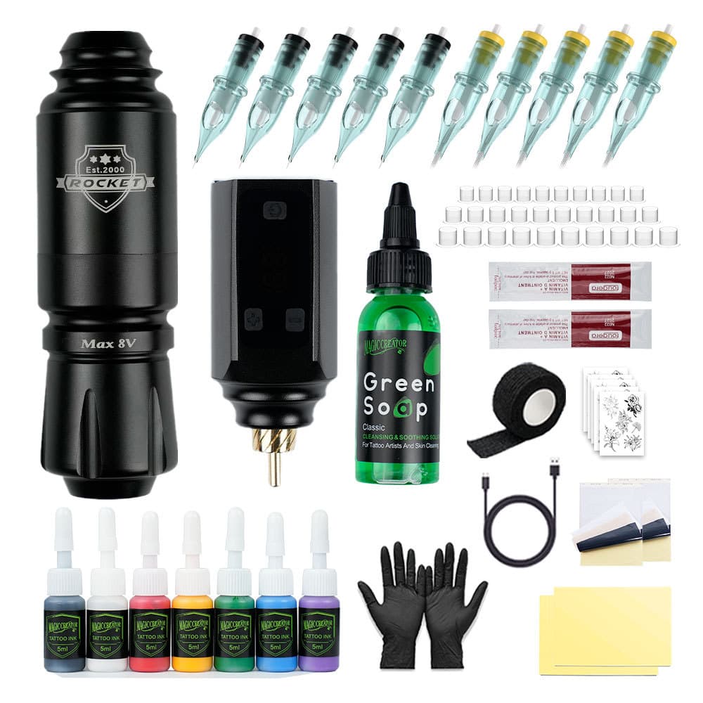 Long Yiren Tattoo Equipment Tattoo Machine Kit Full Set Hand Assembly Tattoo Needle Amazon Exclusive Cross-Border