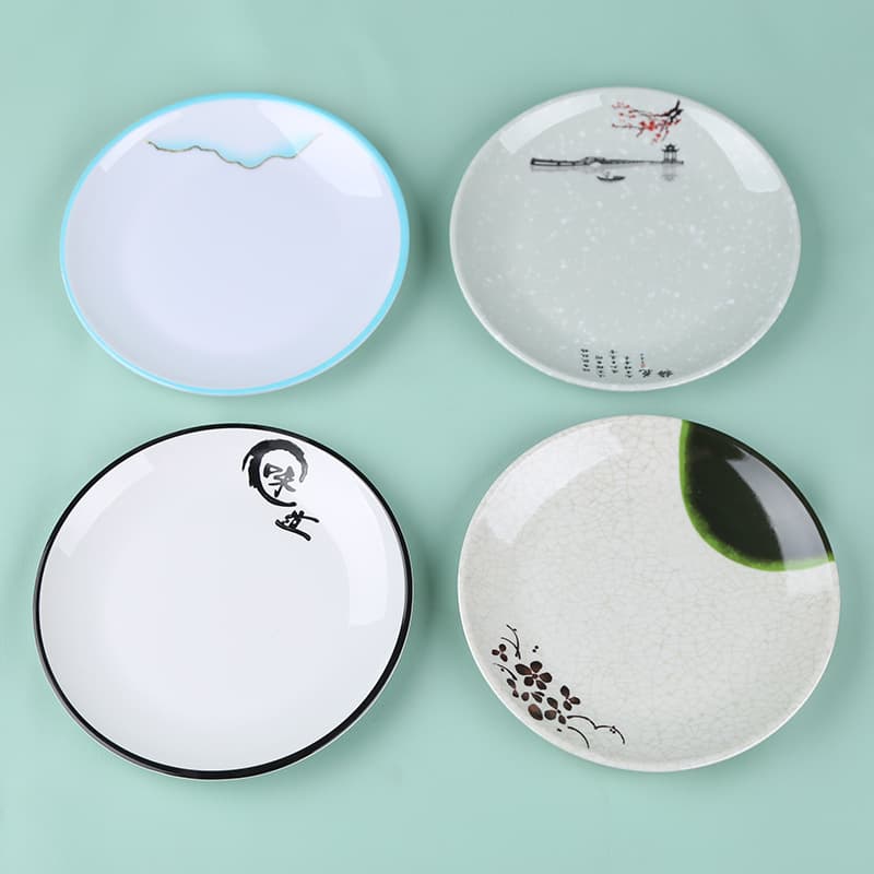A5 Melamine Round Plate for Hot Pot Buffet, Commercial Plastic Fast Food Tray