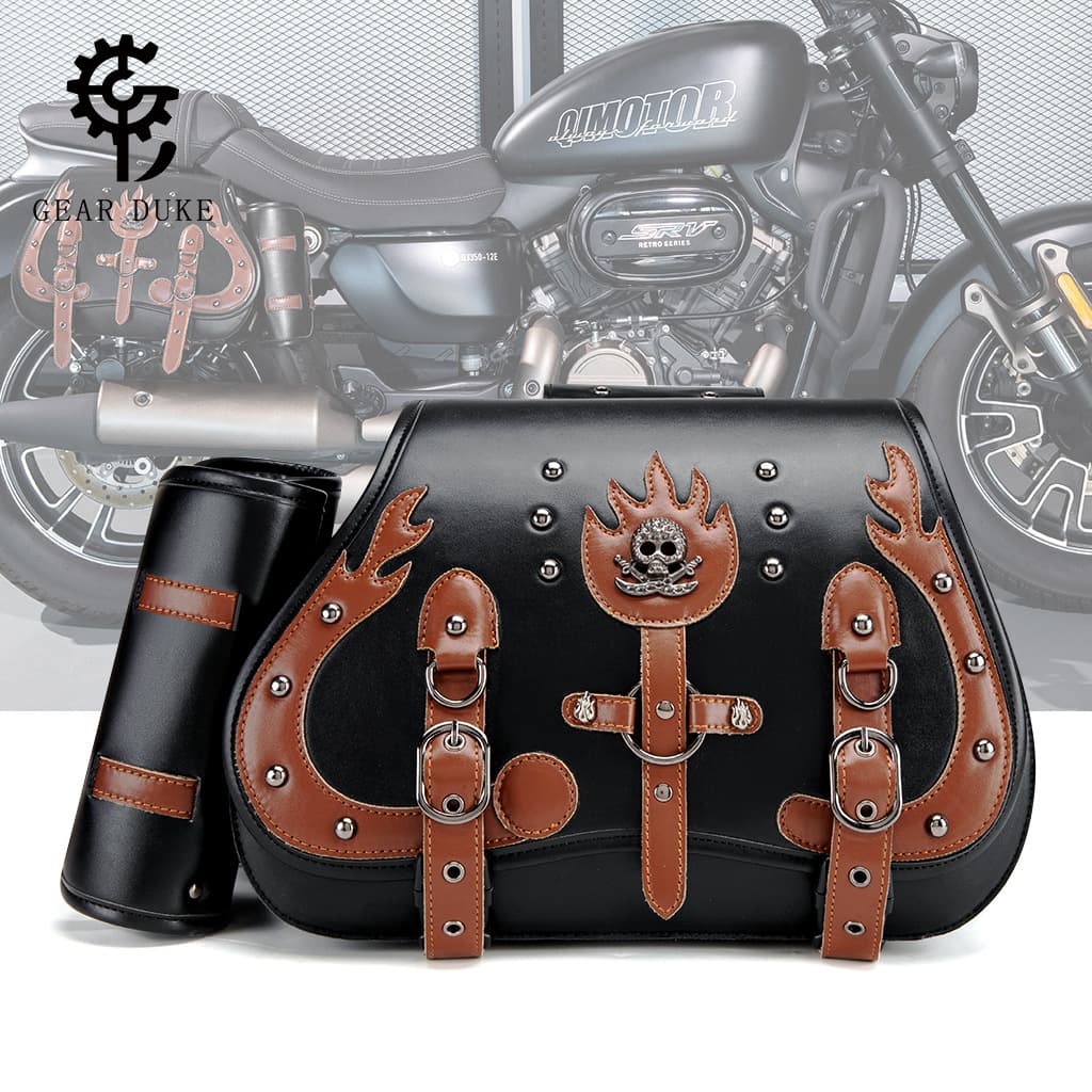 Heavy-Duty Custom Cruiser Harley Motorcycle Saddlebags Side Mount Luggage Riding Gear Bag