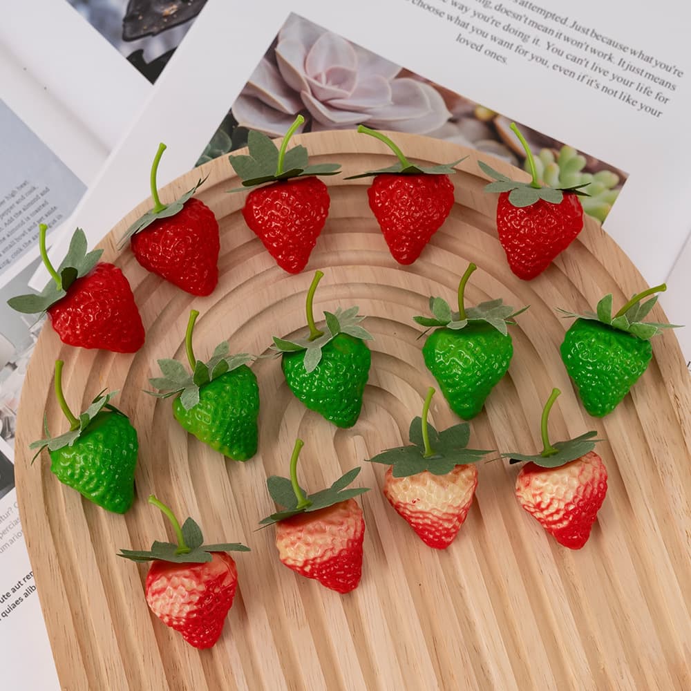 Simulated strawberry model PVC plastic fake fruit ornament, photography cabinet toy DIY kindergarten early education prop