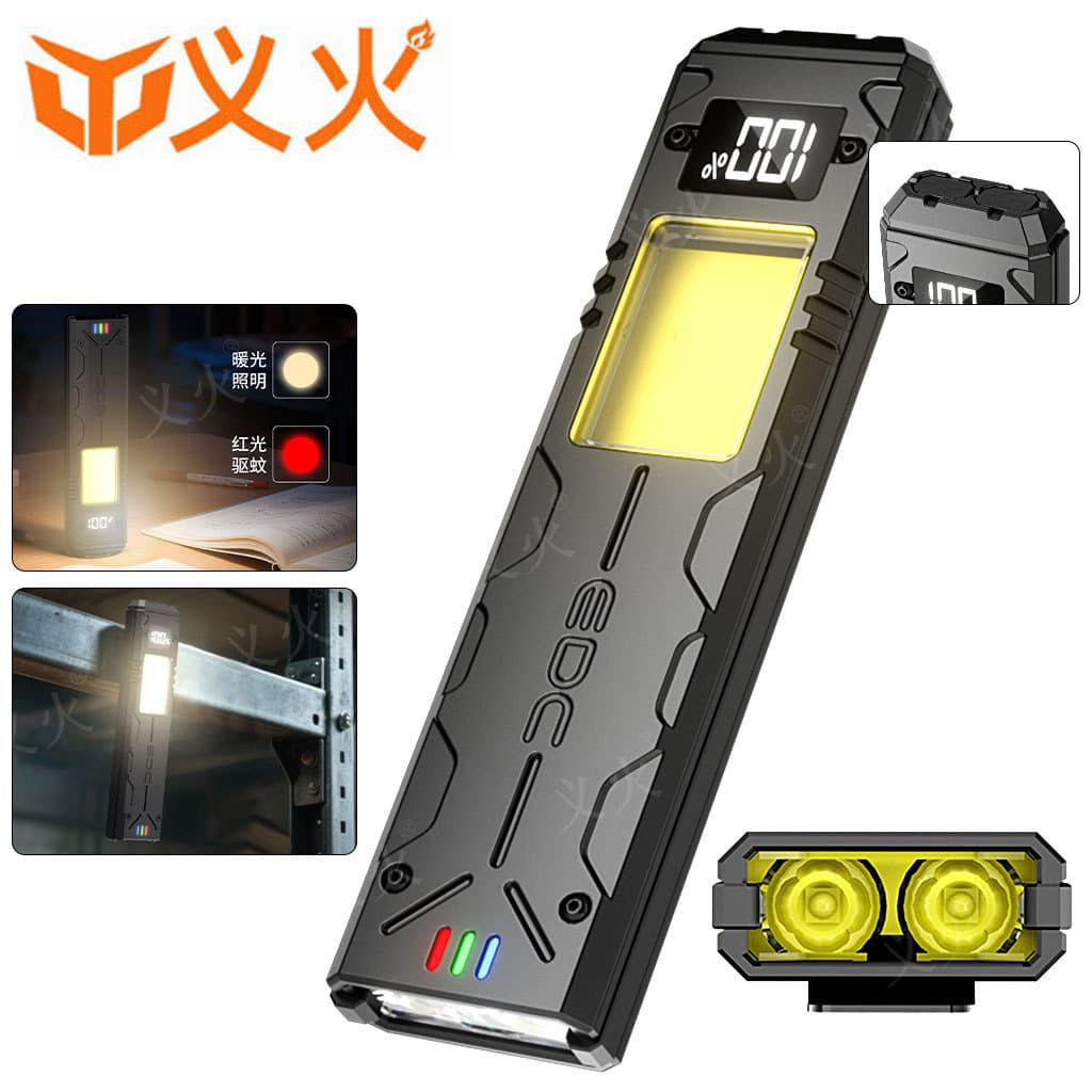 2026 Hot EDC Explosive Flashlight Multifunctional Tactical Electronic Display Pen Clip Magnetic Outdoor Emergency LED Work Light