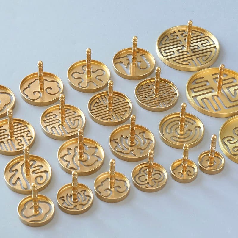 Brass Incense Seal Tool Set with Mold and Ash Press for Beginner Incense Art with Sandalwood and Agarwood