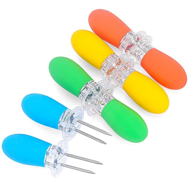 2-Pack Corn Steel Forks Stainless Steel Corn Picks European Fruit Forks Fruit Skewers BBQ Forks for Eating Corn Without Sticky Hands