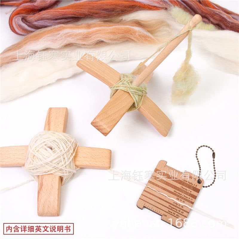 Wooden Turkish Spindle Hand Spinning Drop Spindle Cross Detachable Spindle
