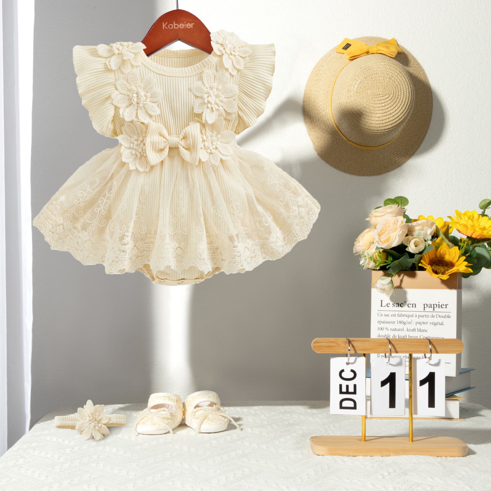 Cross-border children's clothing summer new style infant girls flower harem newborn lace mesh harem skirt jumpsuit