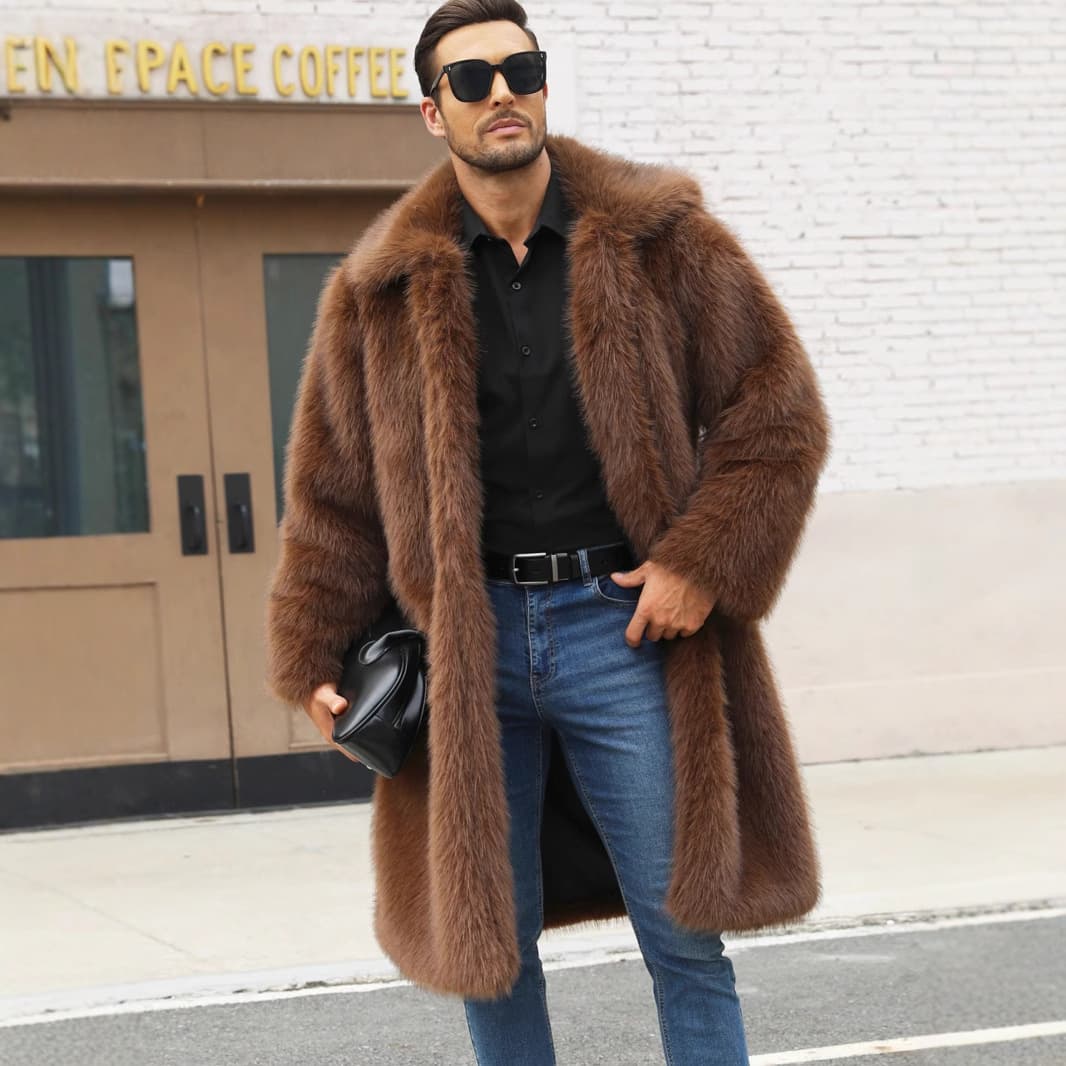 Cross-border European and American men's autumn and winter imitation fur coat, imitation fox fur coat, cold-proof and warm coat T0794