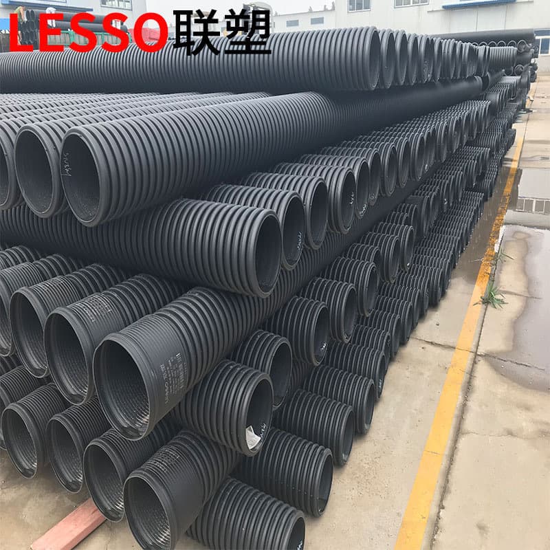 Large Diameter PE Steel Strip Corrugated Pipe 300 Reinforced Spiral PE Pipe, HDPE Double Wall Corrugated Pipe, Large Diameter Corrugated Pipe