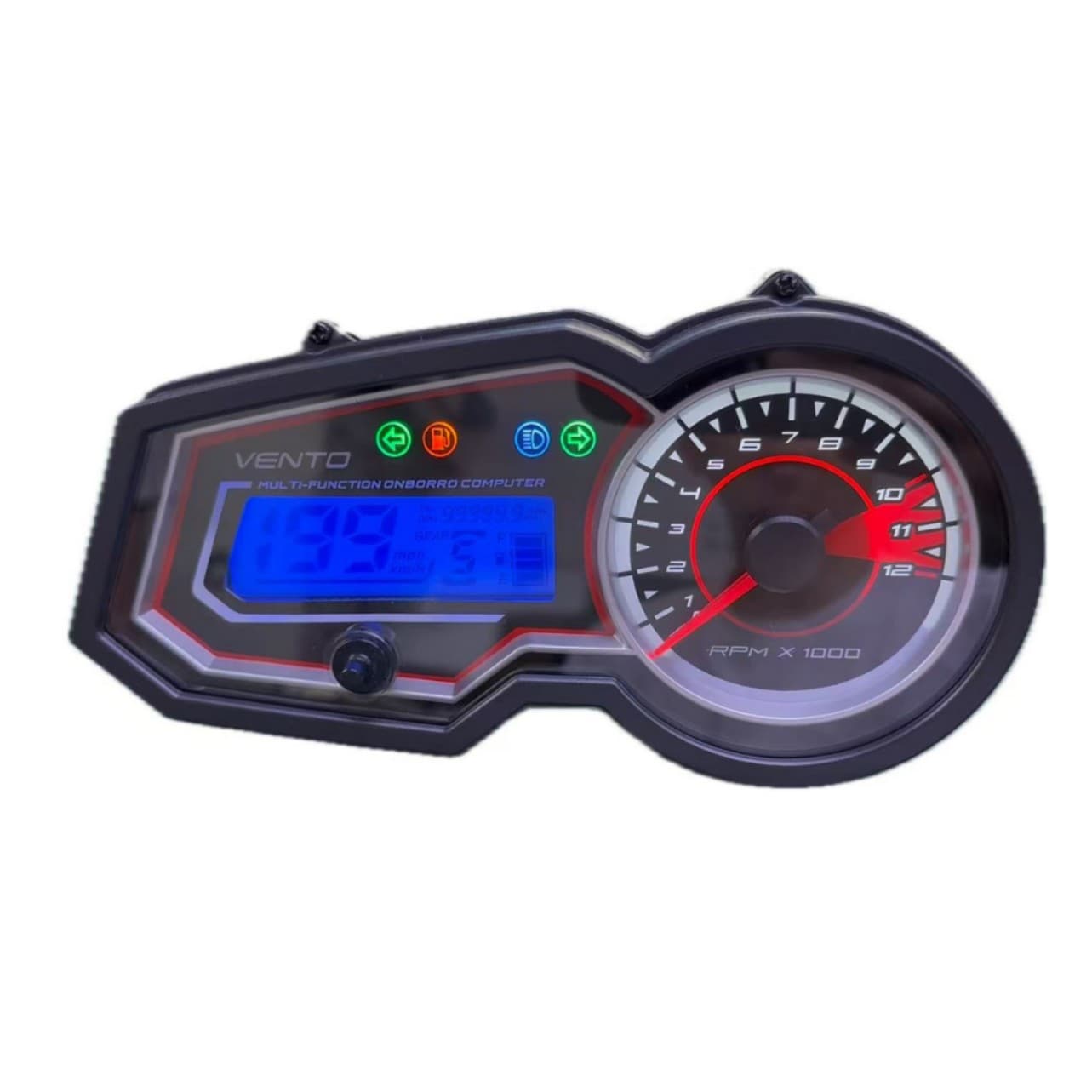 The LCD odometer/tachometer for motorcycles is compatible with the VentoLitio 150 and Litio 2.0 electric motorcycle dashboard.