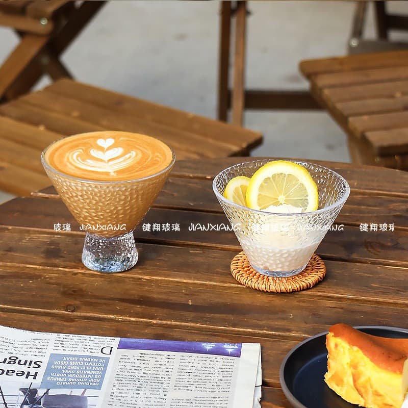 Phnom Penh Japanese juice cup hammered pattern glass household beverage cup dessert cup bird's nest cup milk cup ice cream bowl