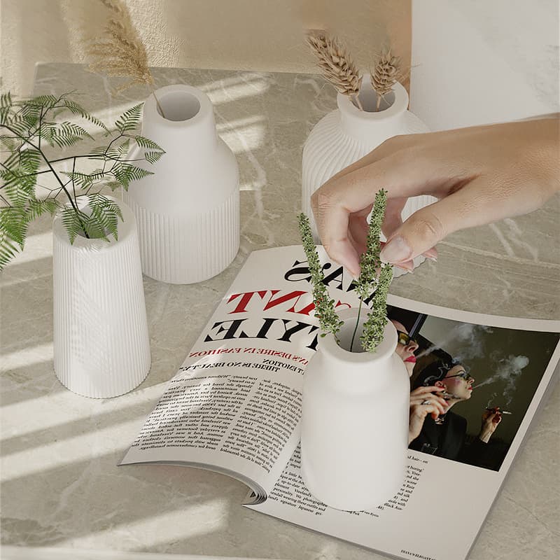 Simple Ins-Style Striped Vase Resin Silicone Mold, Epoxy Resin DIY Flower Arranger Bottle Plaster Display Stand Wholesale