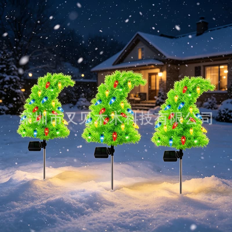 Solar Bent-Neck Christmas Tree Light, Outdoor Waterproof Garden Lawn Christmas Decoration Light, Festival Landscape Ground Stake Light