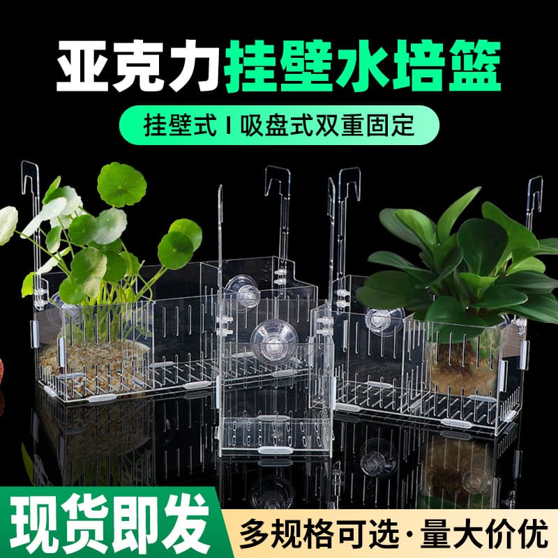 Transparent Acrylic Fish Tank Hydroponic Plant Holder Wall-Mounted Hydroponic Container Planting Basket Hanging Flower Pot Planting Box