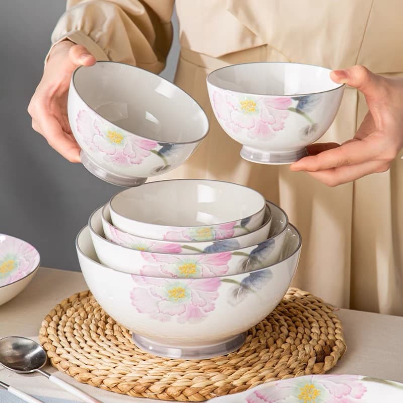 Yubaofang Ceramic Tableware Plates and Bowls New Chinese Style Household Wedding Microwave Safe Pang Dong Lai Same Style Tableware