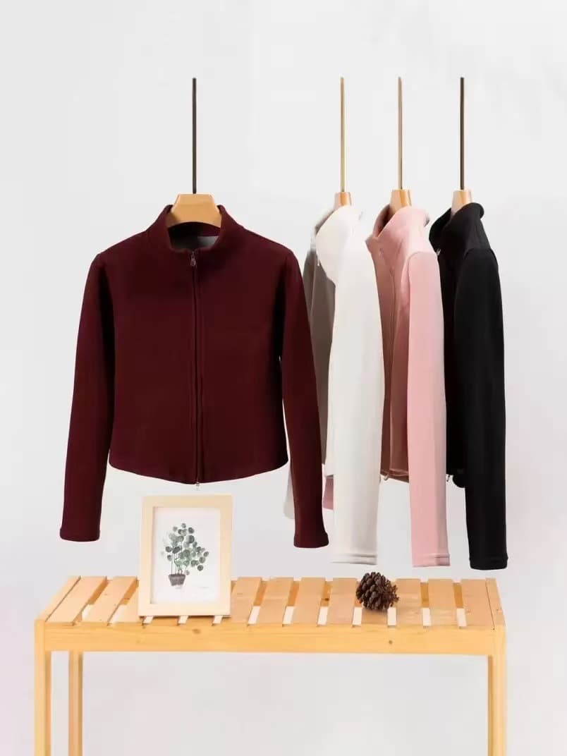 Graphene Yoga Jacket Autumn Winter New Stand Collar Sports Slim Fit Women's Waist Cinching Top Short Warm
