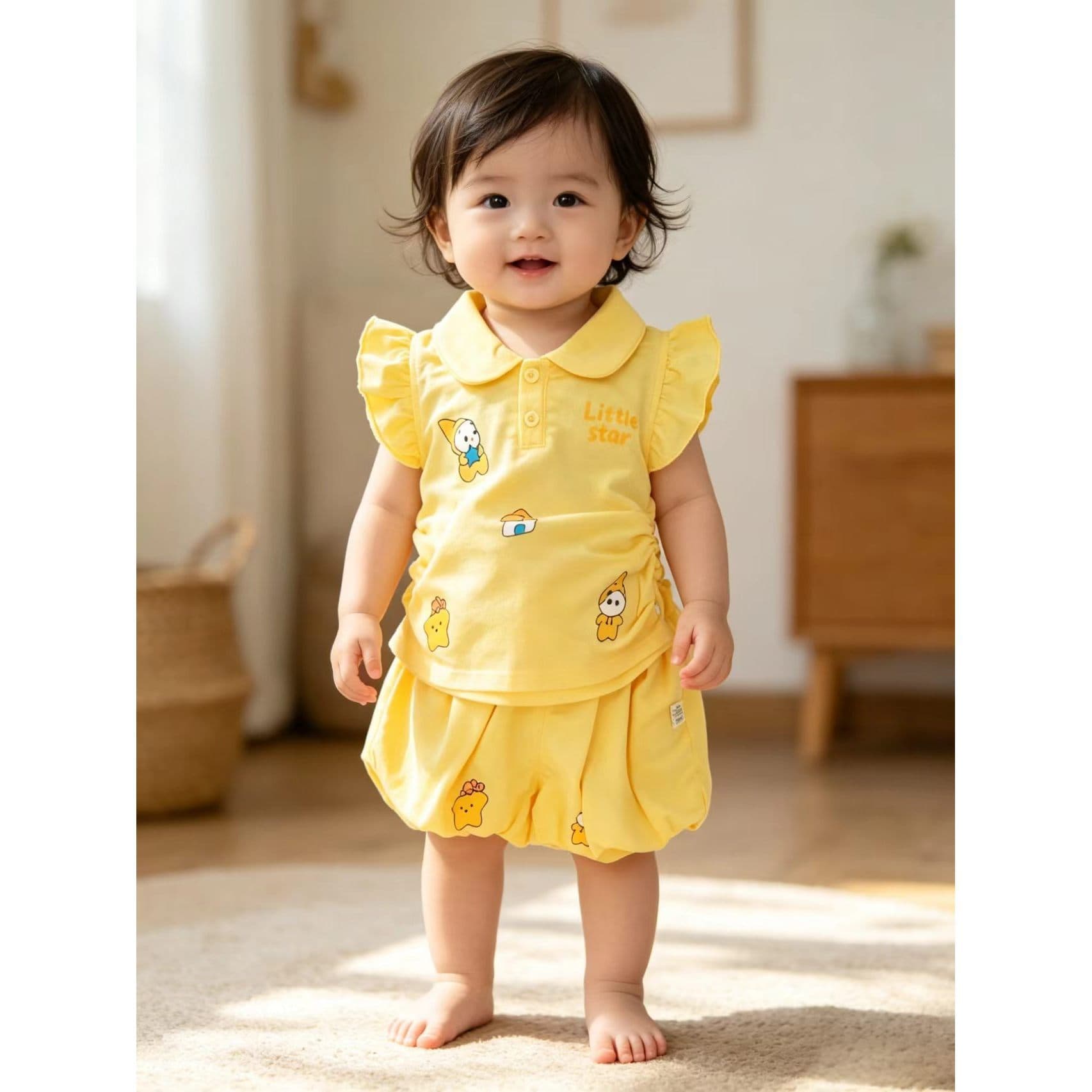 Girls' Outfit Cute Star Print New Summer Two-Piece Set Cute Girls' Bag and Bloomers Summer Clothes