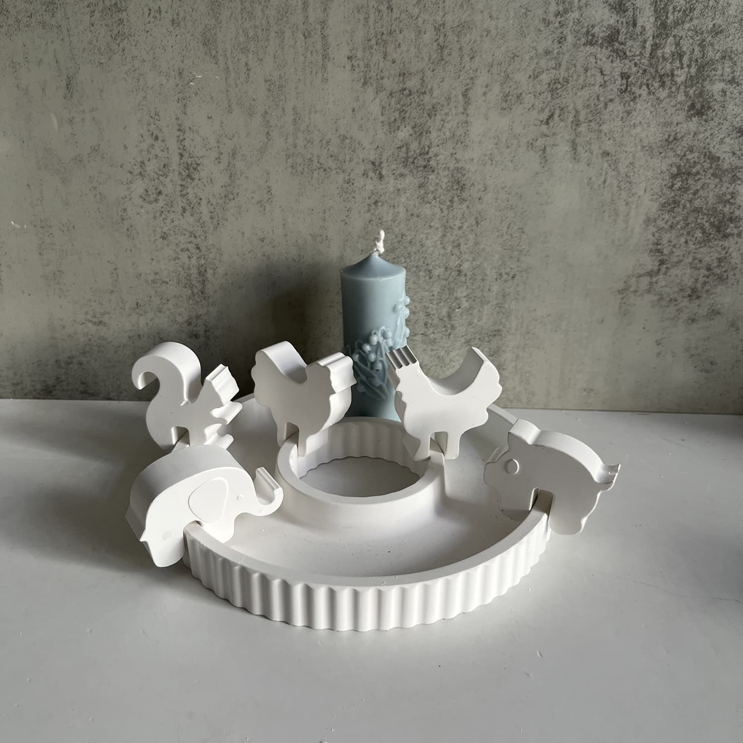 4-Animal Ornament Insert Silicone Mold Pig Rooster Hen Squirrel Elephant Mold Plaster Cake Mold