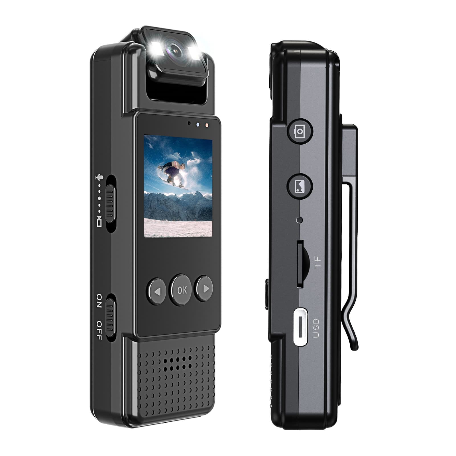 L12 Screen Rotation Sports Recorder Chest Mount Camera with Rotating Lens, Thumb Camera