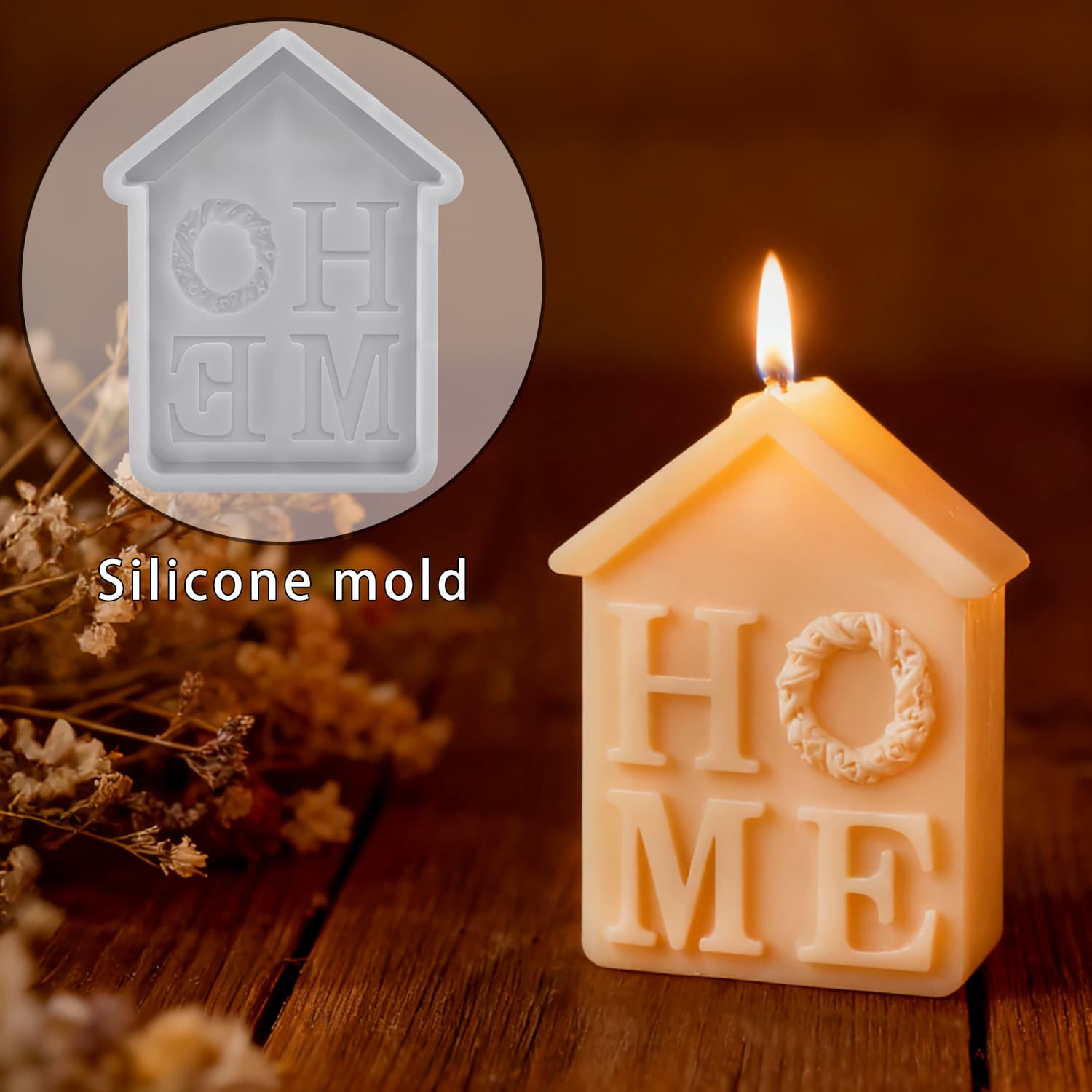 DIY House Resin Mold Candle Candle Holder Plaster Silicone Mold Home Aromatherapy Candle Ornament