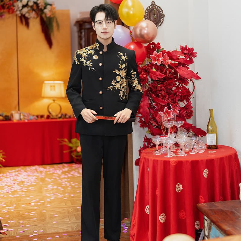 Jin Yuer's authentic high-end new Chinese style groom's wedding 2026 new men's tunic suit engagement suit
