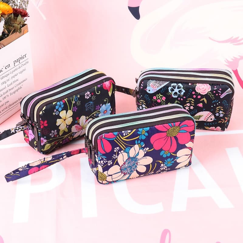 Mobile phone bag three-layer large long wallet wrist bag fabric coin purse for women can hold 6 inches one piece for dropshipping gifts