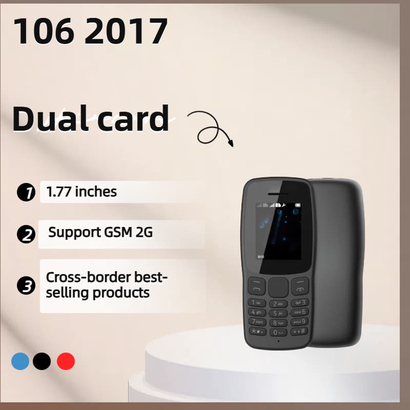 Cross-Border Mobile Phone 106 GSM 2G Phones, Bar Elderly Phone Dual SIM Keypad Senior Phone, Mobile Phone for Export
