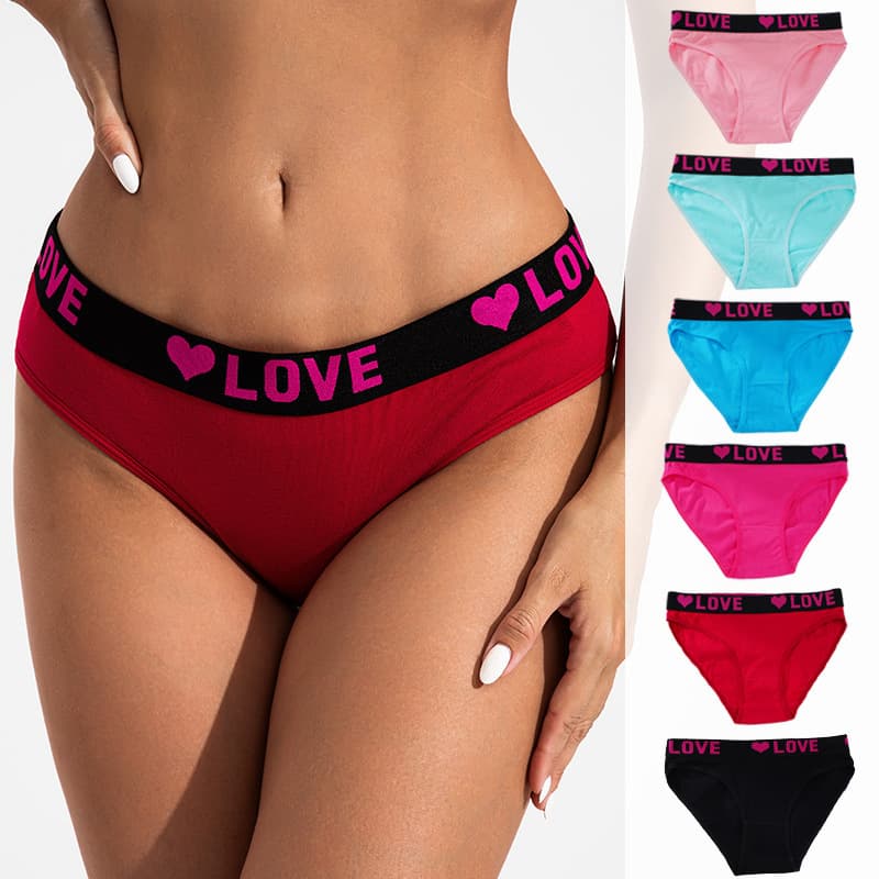 Cross-border Exclusive Women's Cotton Panties Soft Comfortable Girls Plus Size Mid-Low Rise Triangle Underwear Fashion Sporty