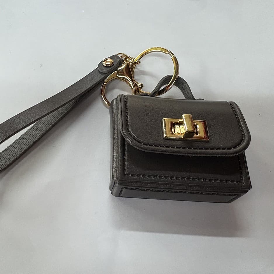 Rui Guo Leather Keychain Bag Bright Leather Wireless Earphone Coin Purse Multi-Functional Mini Bag Convenient Portable Small Bag