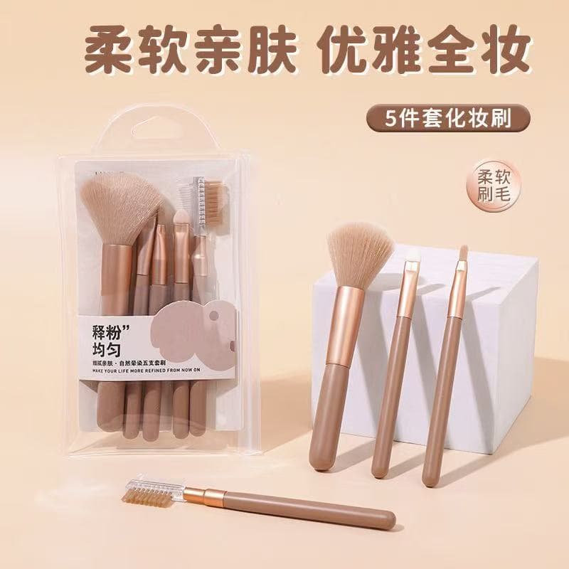 Natural Blending Makeup Brush Set 5-Piece Travel Brushes Eyeshadow Brush Highlighter Blush Brush Beauty Tools for Students