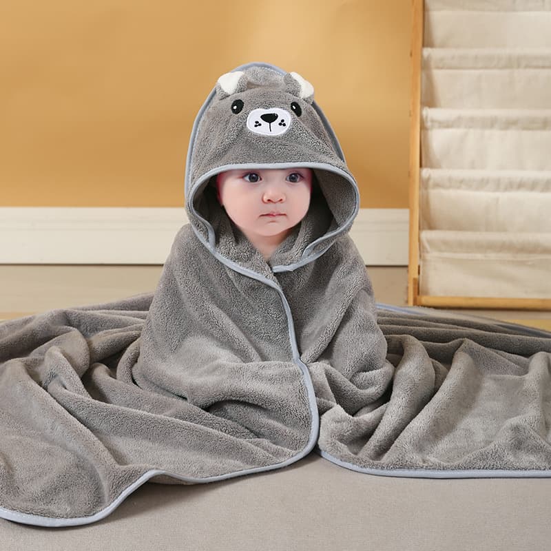 Baby Swaddle Blanket Coral Fleece Cloak Newborn Receiving Blanket with Hood Infant Hooded Bathrobe Towel