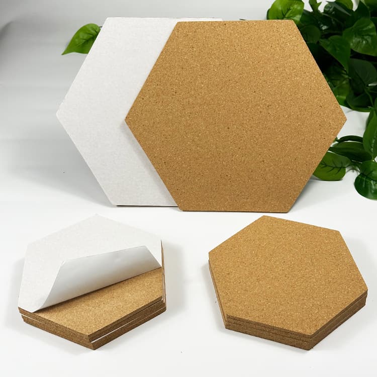 Self-Adhesive Hexagon Cork Pads Wall Stickers Cross-border Square Cork Board Photo Wall Background