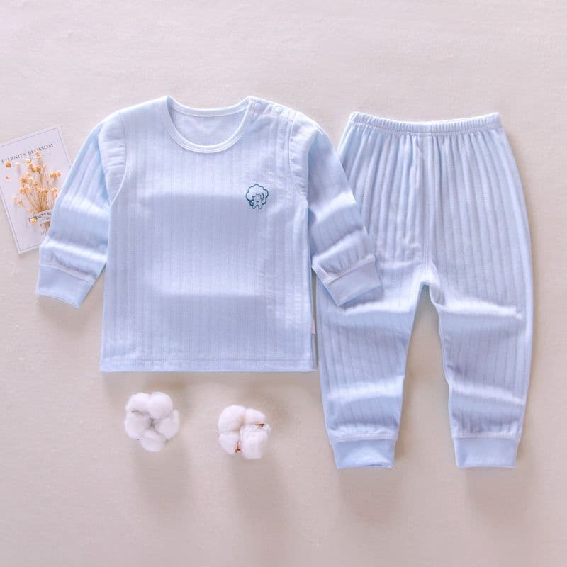 Baby Pure Cotton Jacquard Innerwear Set Spring/Autumn Base Layer Class A Fresh Two-Piece Autumn/Winter Home Pajamas