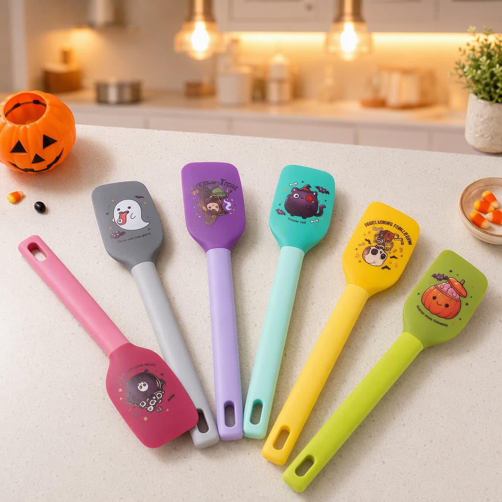 Halloween baking silicone spatula macaron color cake cream spatula split kitchen silicone butter spatula