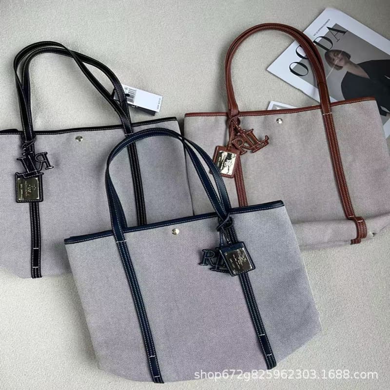Cross-border Ralph Lauren Canvas Shoulder Bag Fashionable Large Capacity Minimalist Everyday Versatile Commuter Tote Bag