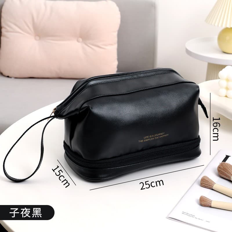 Trendy PU Makeup Bag Large Capacity Travel Toiletry Waterproof Business Travel Cosmetic Storage Bag Portable