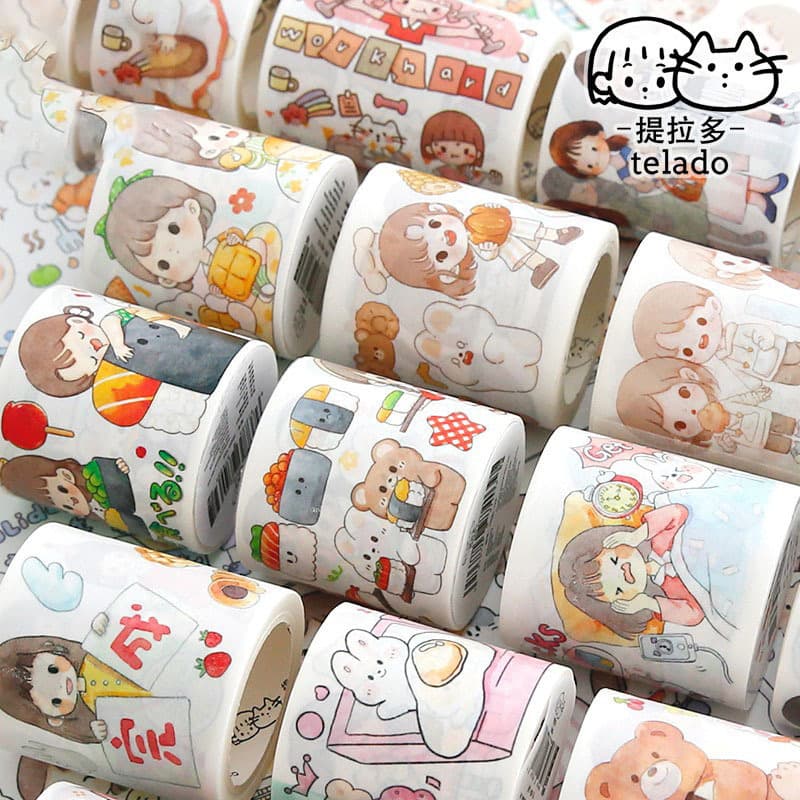 Colorful Washi Tape, Hand-Torn Corners, Cute Daily Stickers, Four-Season Outfit for Girls, Fully Recyclable