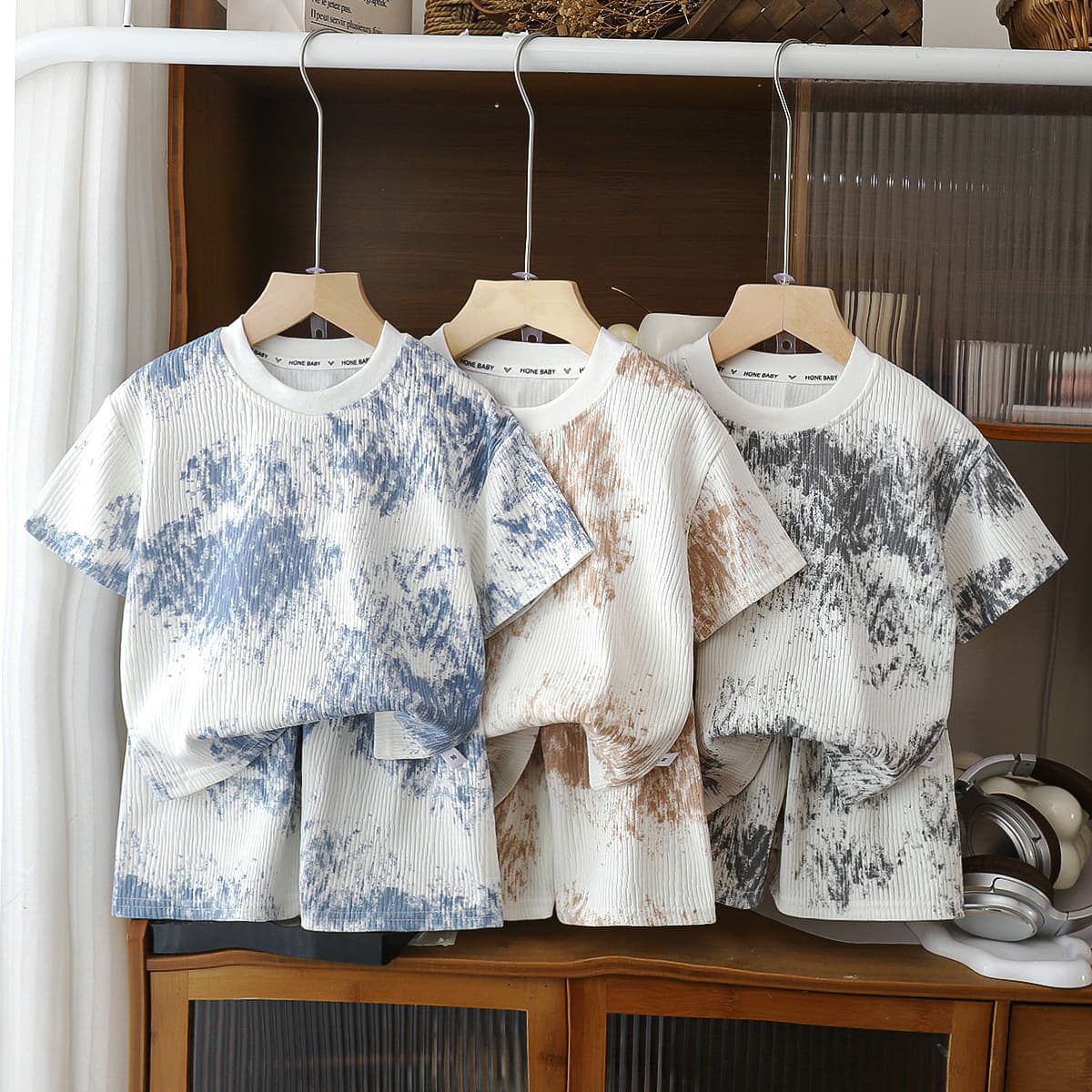 Children's Short Sleeve Set Summer New Boy T-Shirt Trendy Medium Large Boy Short Sleeve Shorts Two Piece Set Thin Children's Wear