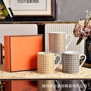 Export European Light Luxury Ceramic Mug and Saucer Set Home Ceramic Premium Water Cup Creative Milk Cup Gift