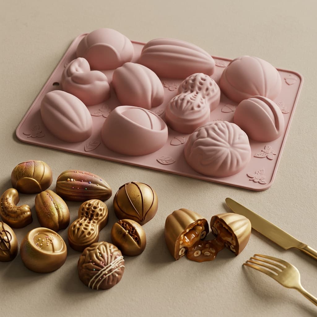 Cross-border creative new 10-piece nut baking diy chocolate food-grade silicone mousse handmade soap mold batch