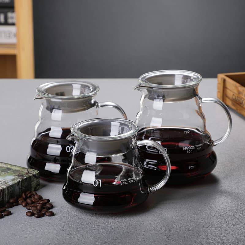 Factory Wholesale Cloud Coffee Pot Glass Hand Pour Sharing Carafe Heat-Resistant Glass Pot Household Coffee Set Customizable Logo