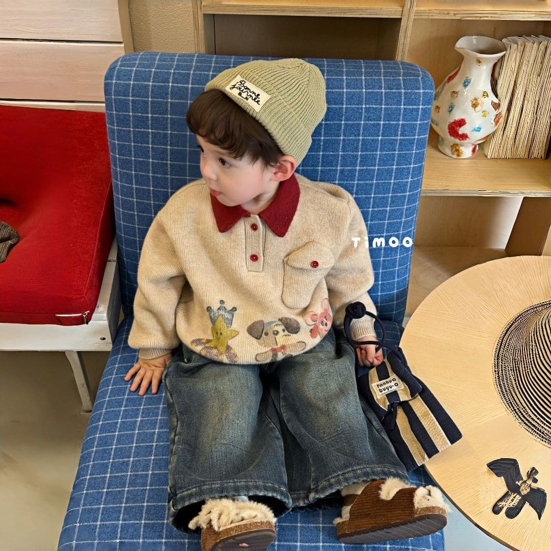 Boys sweater thickened and warm 2026 new children's knitted sweater tops baby winter clothes fashionable children's clothing