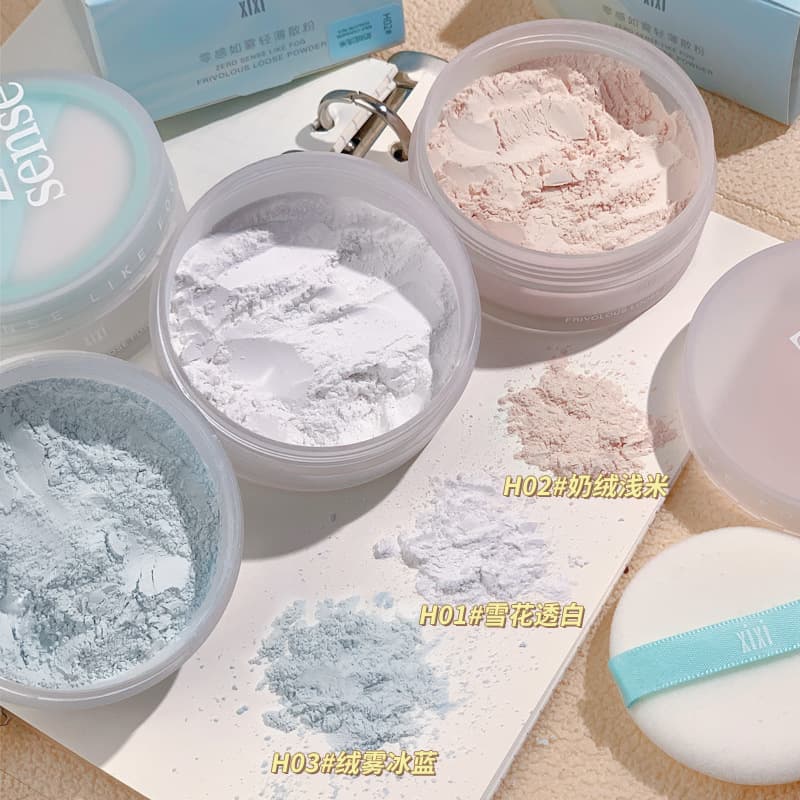 XIXI Mist-Like Lightweight Loose Setting Powder, Long-Lasting Oil-Control, Waterproof & Sweatproof, No Caking or Creasing