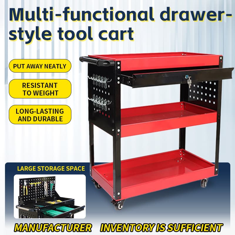 Multi-Functional Drawer Tool Cart, Auto Repair Tool Hand Cart, Thickened Three-Layer Tool Cart, Mobile Maintenance Tool Cart
