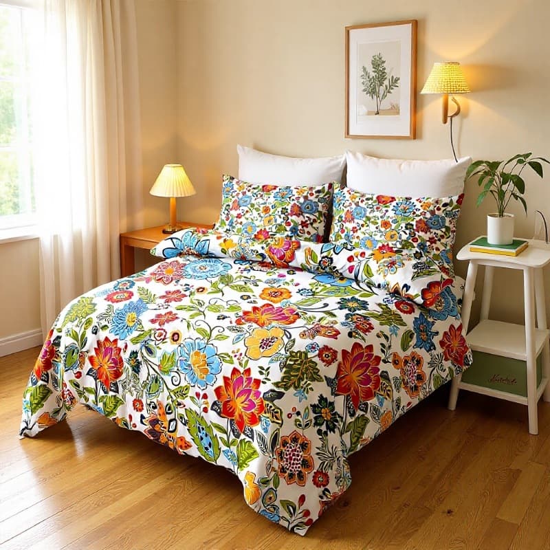 Exported Floral Bedding Set Digital Print Sheet Ethnic Style Series Bedding Four-Piece Set Factory King Size