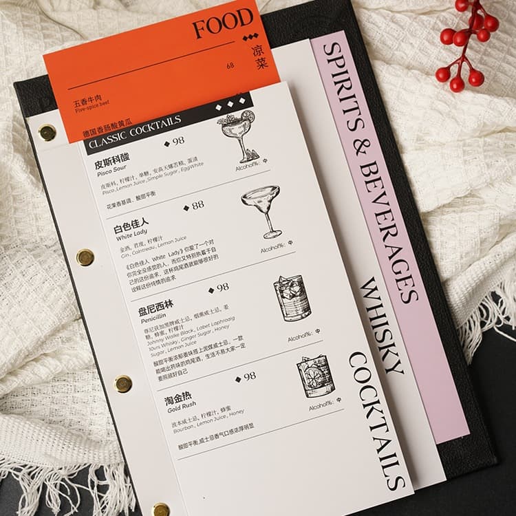 Irregular Unique Niche Design High-End Beverage Menu/Drink List Customization with Premium Loose-Leaf Tea/Cuisine Menu