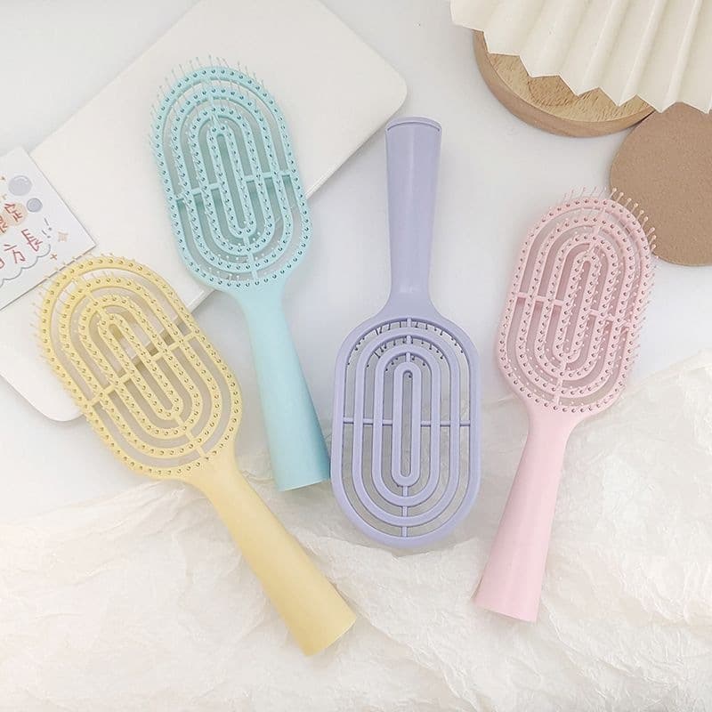 Sakura Pink Fluffy Rib Comb Large Curved Curling Comb Massage Styling Women's Home Comb Macaron Scalp Massage Comb