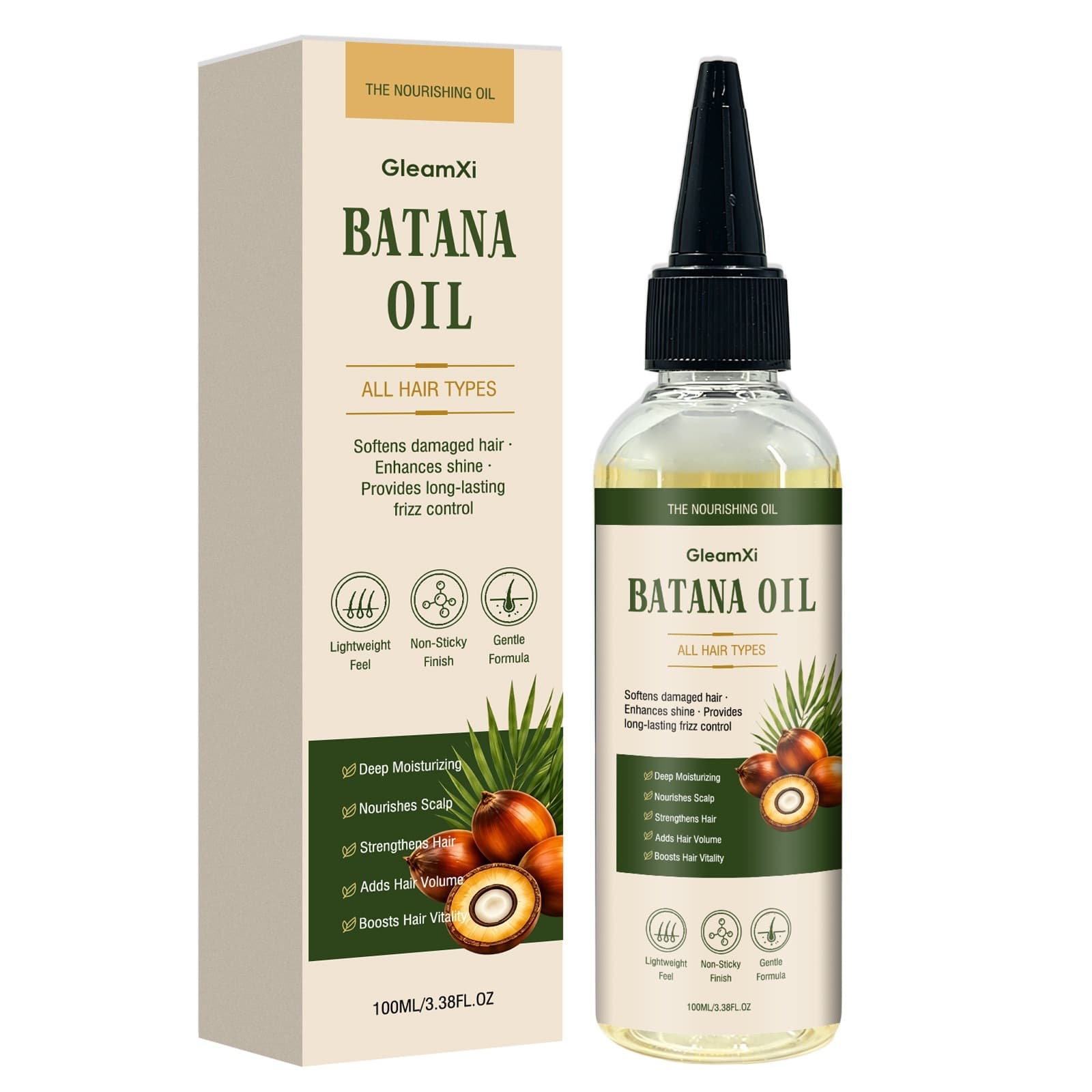 GleamXi Batana Hair Oil Gentle Formula Moisturizes Hair Daily Shine Silky Smooth Care