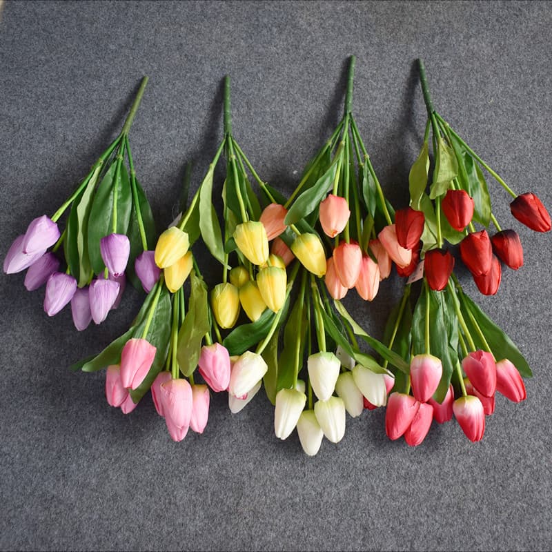 New 9-Head Tulip Artificial Flower Auspicious Home Wedding Decoration Artificial Flower Engineering Landscape Soft Decoration Flower Bed Silk Flower