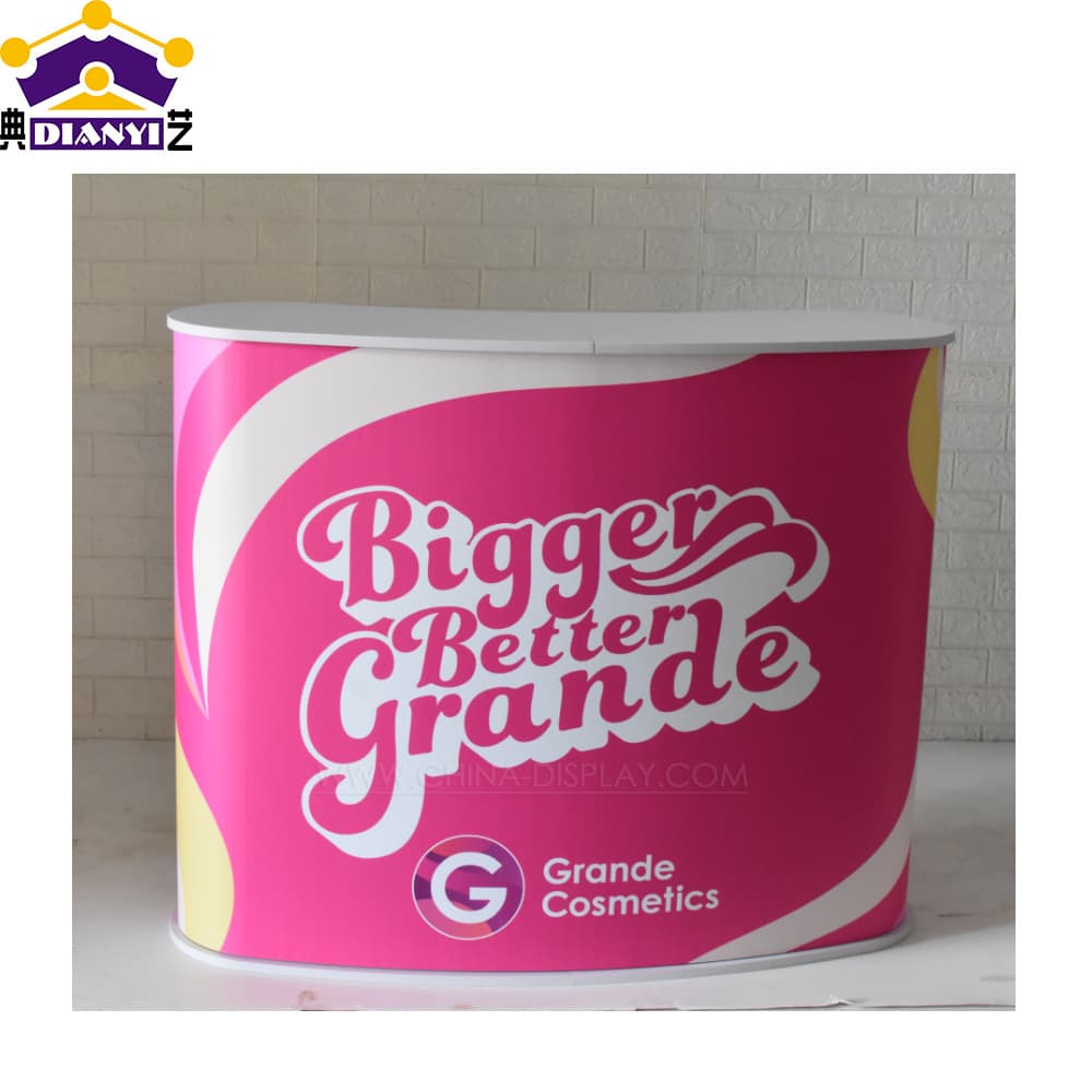 Curved promotional stand, custom-made for export, simple and portable display stand, cosmetics pop-up event prop, mobile display table