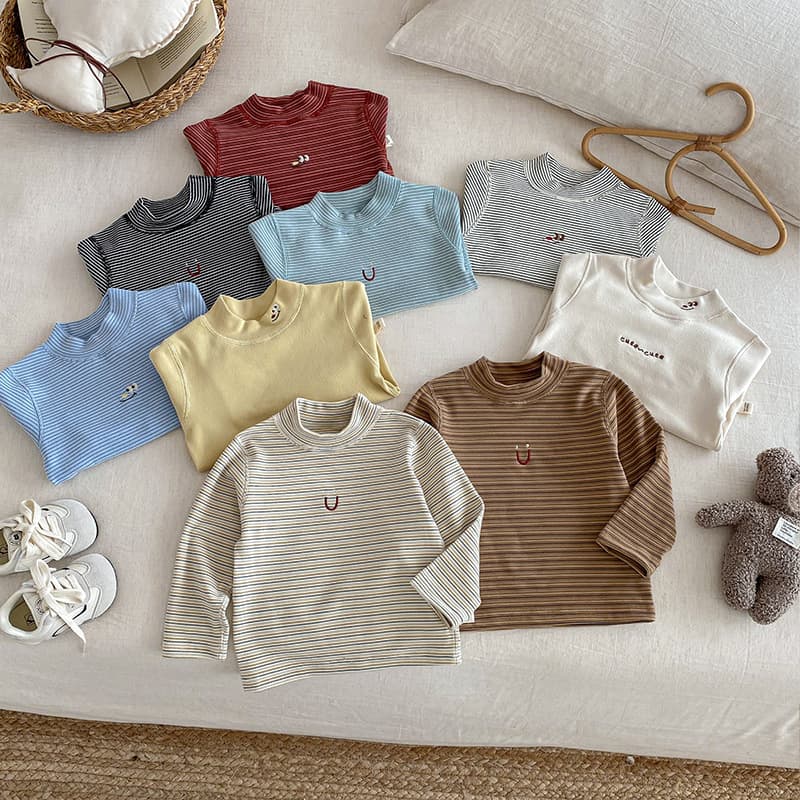 Children's De Fleece Base Layer 2025 New Winter Girls Embroidered Cartoon Base Layer Boys Striped Winter Innerwear